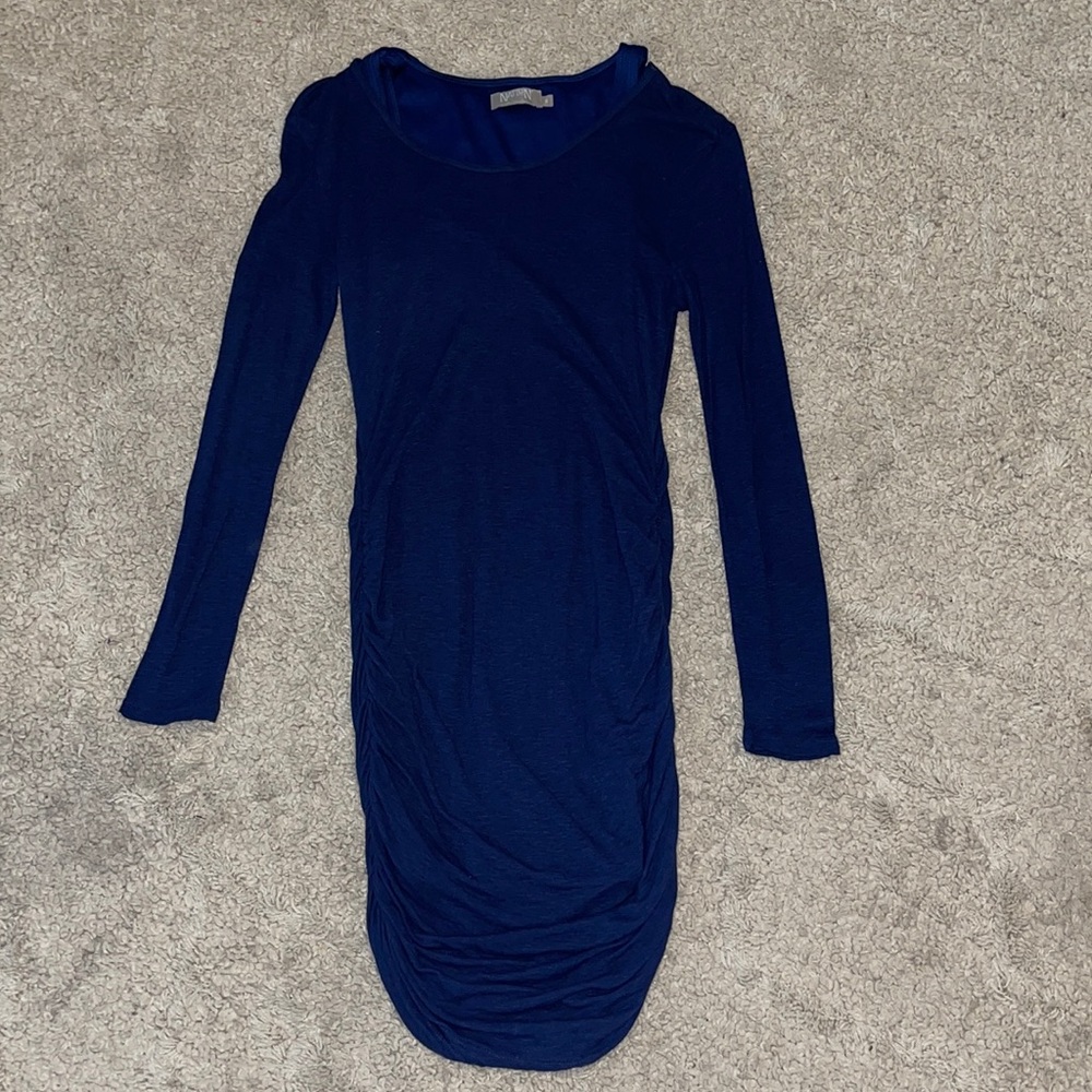 Nation LTD by Revolve Amanda Dress S Blue Long Sleeve Slub Knit Bodycon